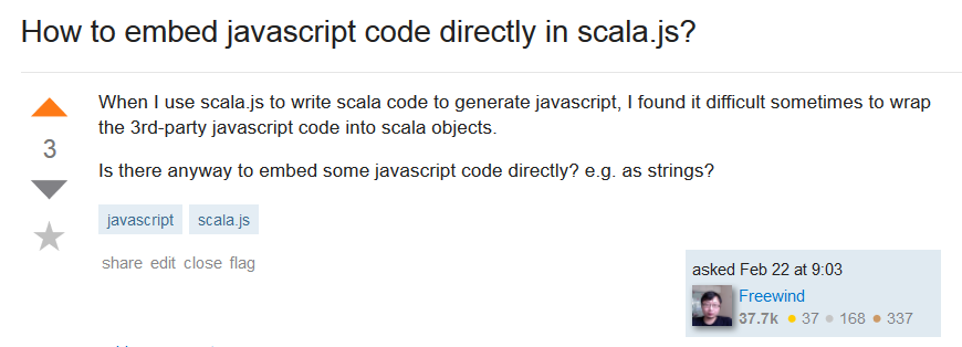 StackOverflow question about embedding JavaScript code